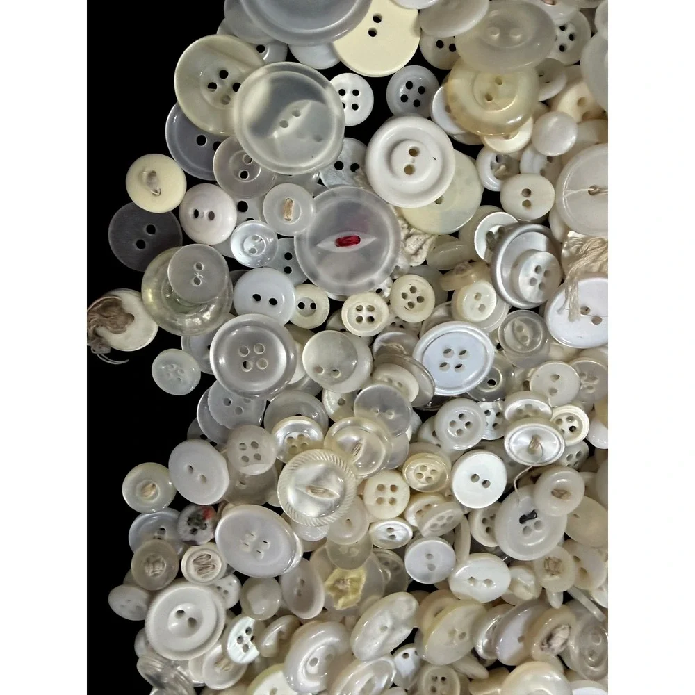 Vintage White Cream Button Huge Lot 600+ Bulk Mixed Sizes Crafts Sewing